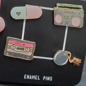 Gold tone set of 4 enamel pins
